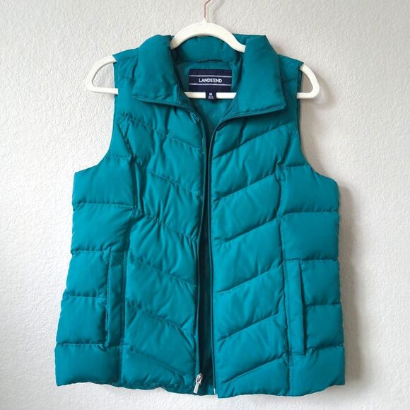 Lands' End Jackets & Blazers - Lands' End Women's Chevron Down Puffer Vest Teal Blue Size Medium M Gorpcore